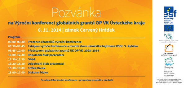 Pozvánka na Výroční konferenci globálních grantů OP VK Ústeckého kraje