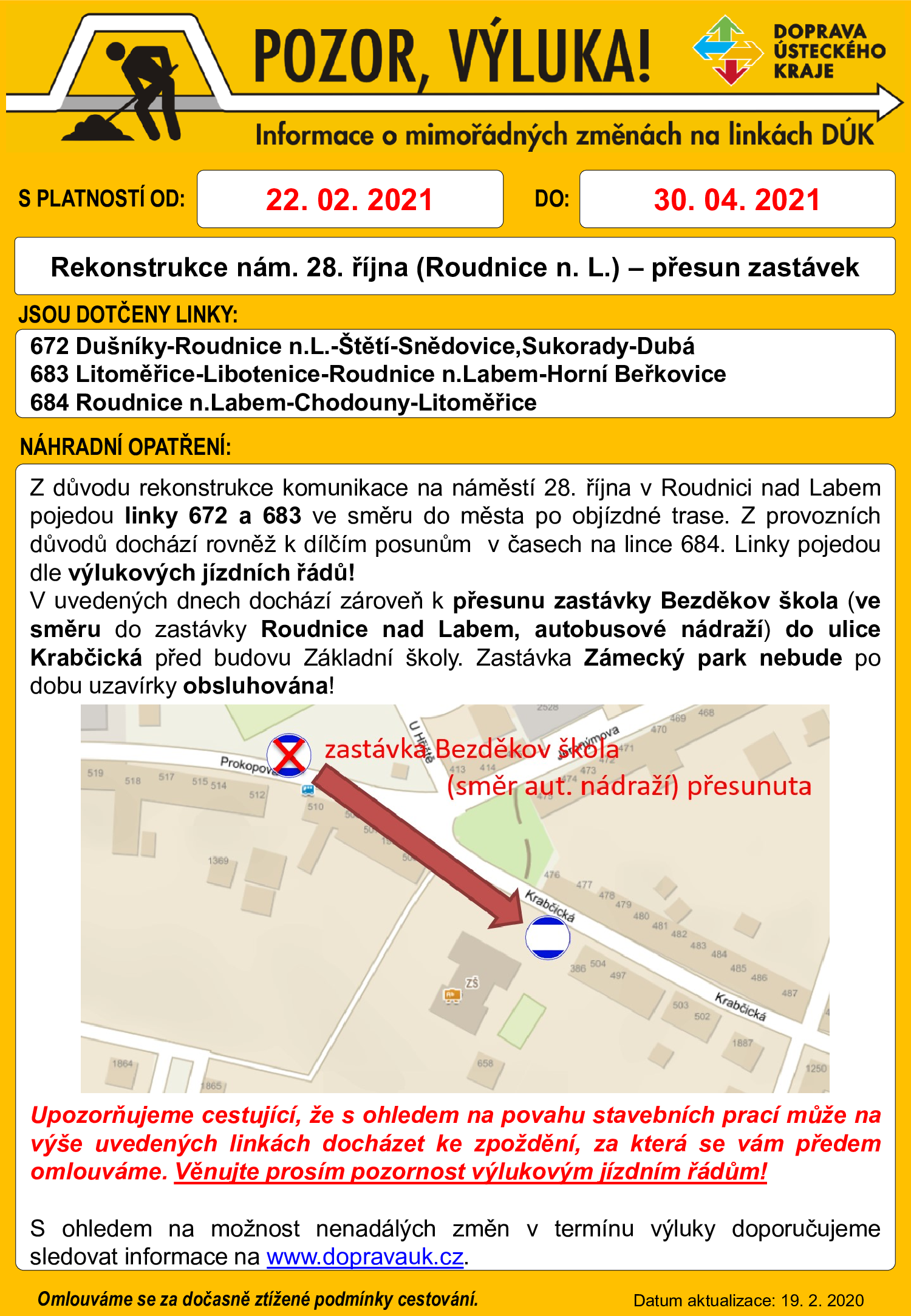 Informace o výluce
