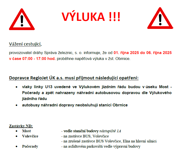 Informace u výluce