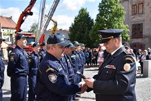 SDH Žatec dostal medaile za zásluhy od Okresního sdružení hasičů v Lounech