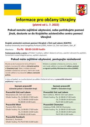 Informace pro občany Ukrajiny