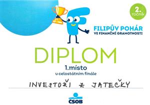 Filipův pohár - 2. ročník soutěže ve finanční gramotnosti pro žáky základních škol a gymnázií